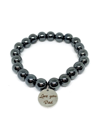 Love you Dad Hematite Bracelet