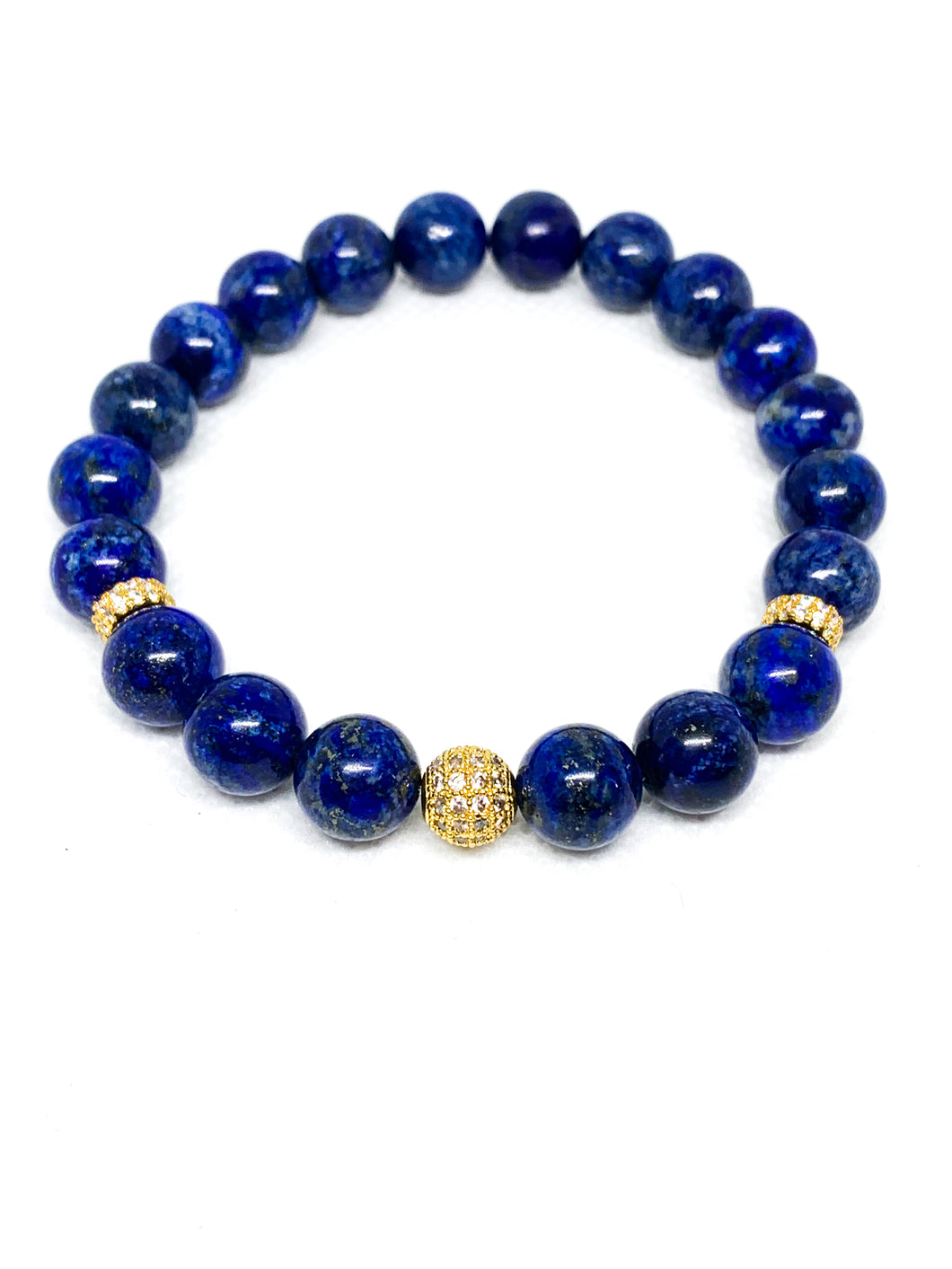 Men's Lapis Lazuli Gold CZ Accent Bracelet