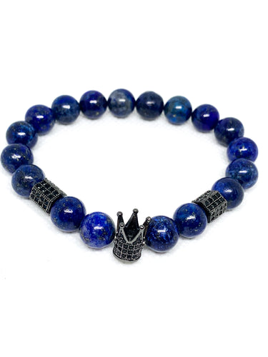 Men's Lapis Lazuli Black Crown Bracelet