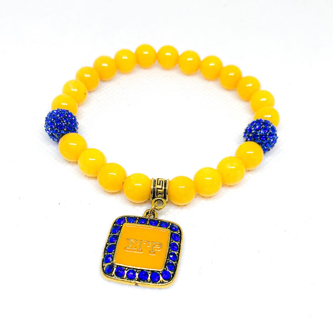 Sigma Gamma Rho Yellow Gold Beaded Bracelet