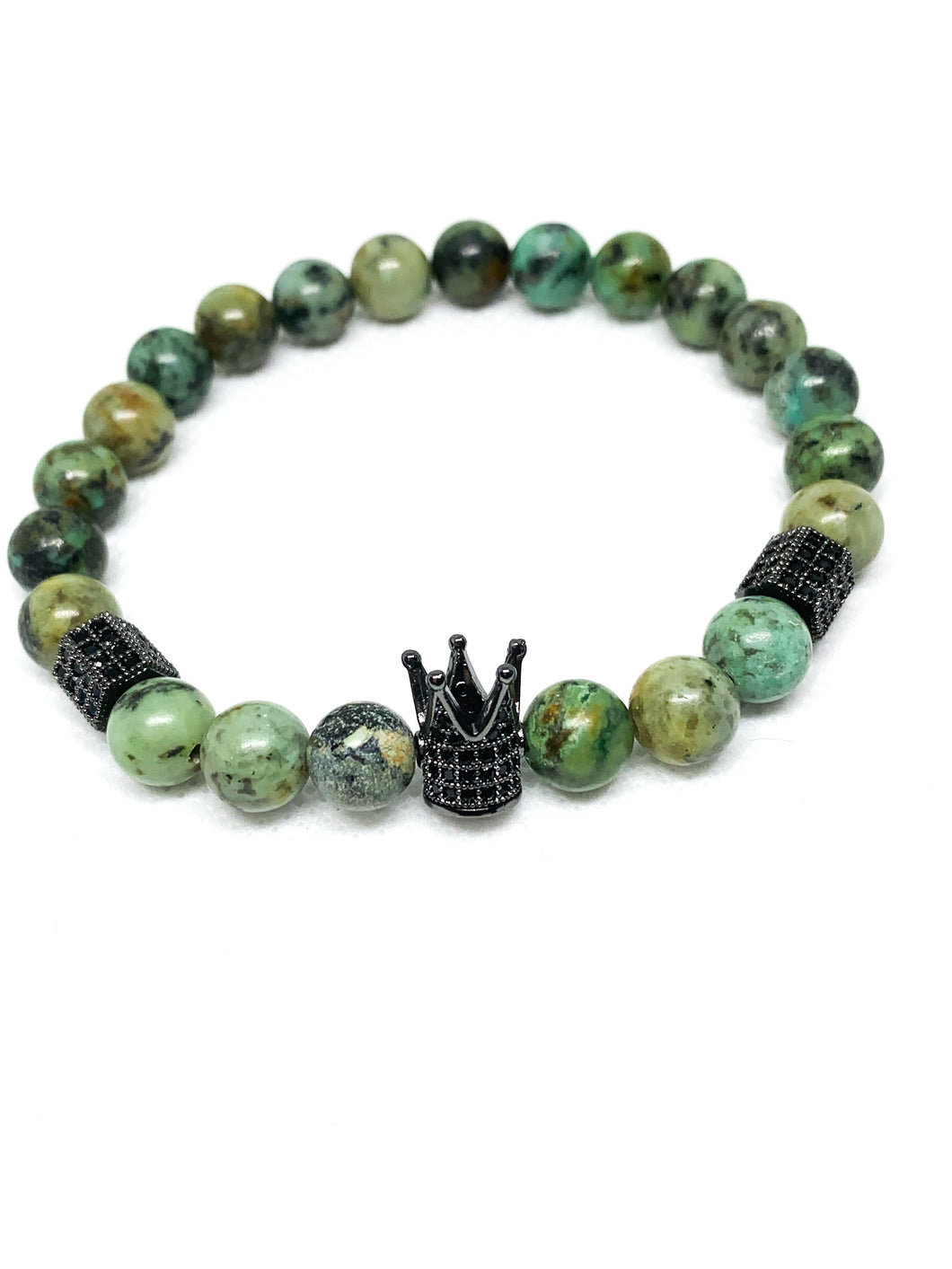 Men's African Green Turquoise Black Crown Bracelet